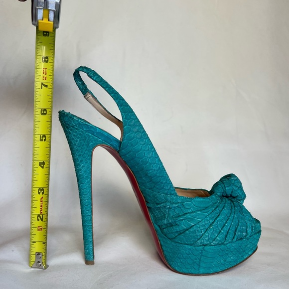 SALE!!! Christian Louboutin turquoise peep toe, size 37 1/2 - Picture 7 of 13